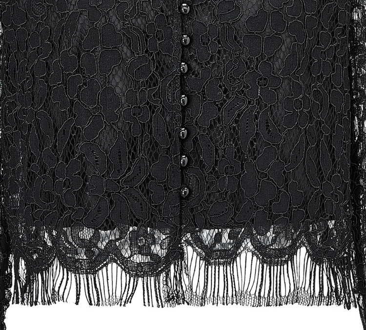 Flared-Sleeve Lace Blouse