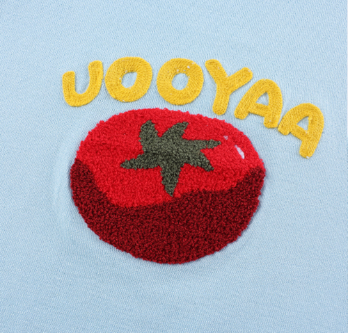 Retro Tomato Boucle Patch Ringer Knit Top Cute Aesthetic Y2K Summer Vintage Style