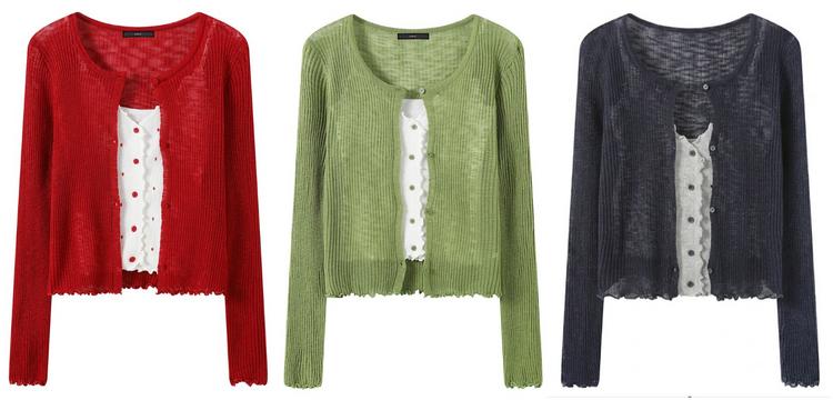 Share Sheer Knit Cardigan & Camisole Tank Top Set Separates 2-Piece Ribbed Cover Up S su-541600 (0)