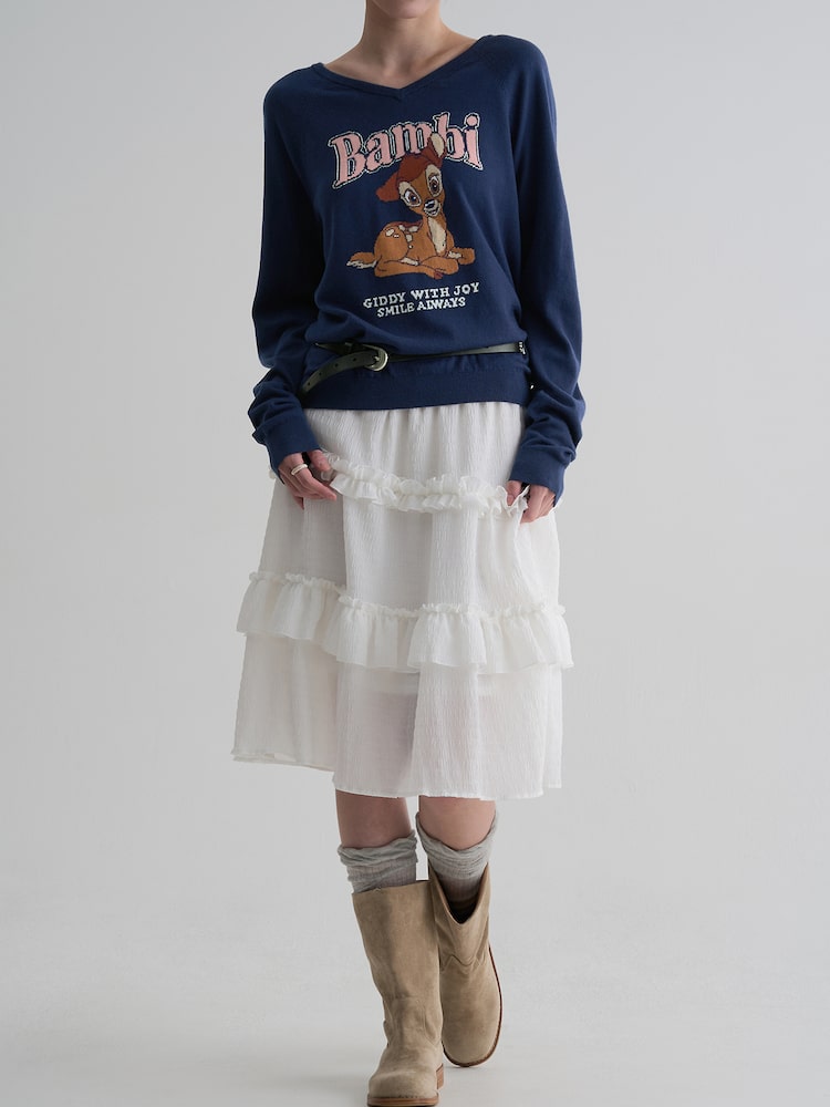 Disney Bambi V-Neck Graphic Knit Sweater – product view 2