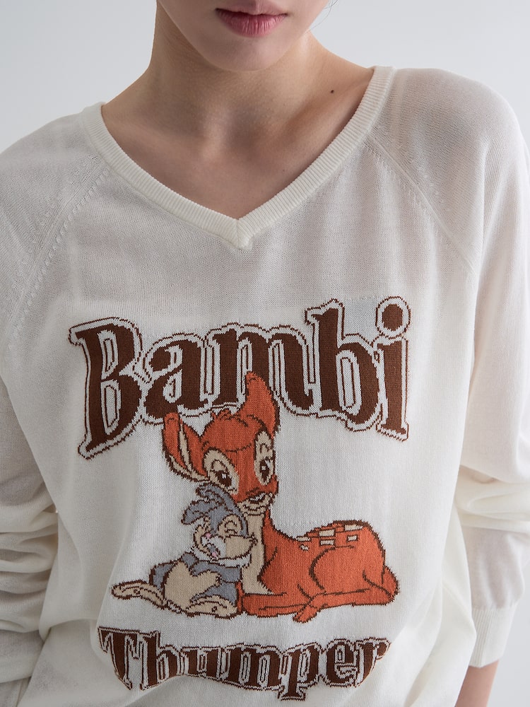 Disney Bambi V-Neck Graphic Knit Sweater – product view 13