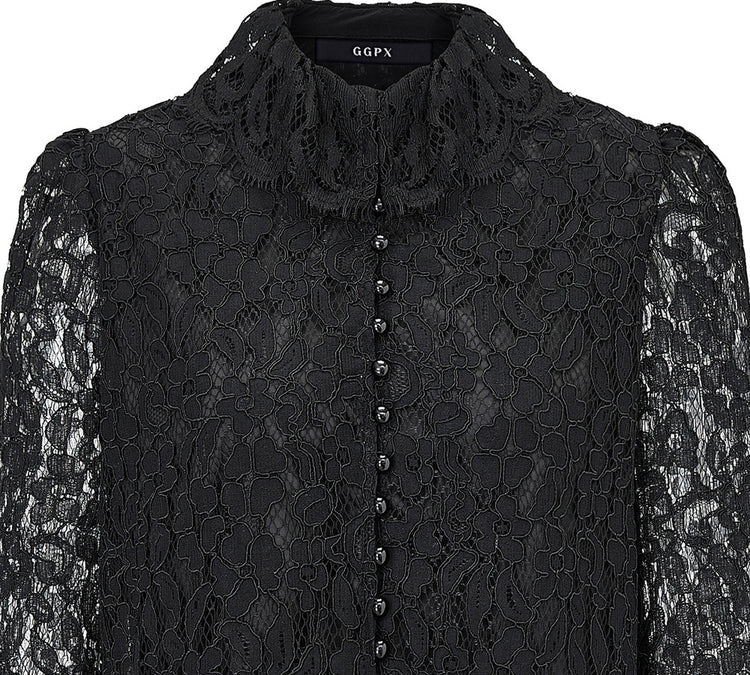 Flared-Sleeve Lace Blouse