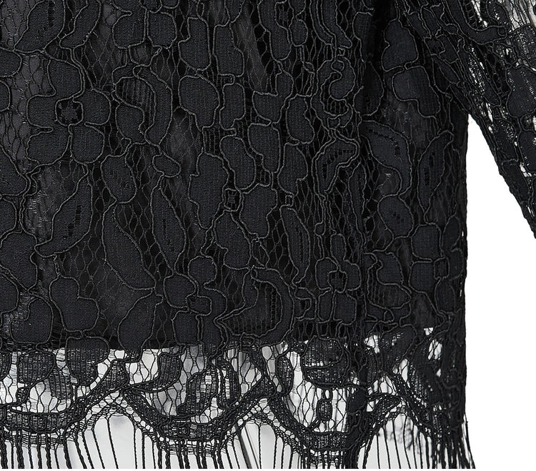 Flared-Sleeve Lace Blouse