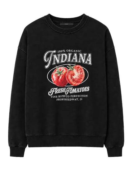 Tomato Graphic Cropped Sweatshirt – Black – product view 1