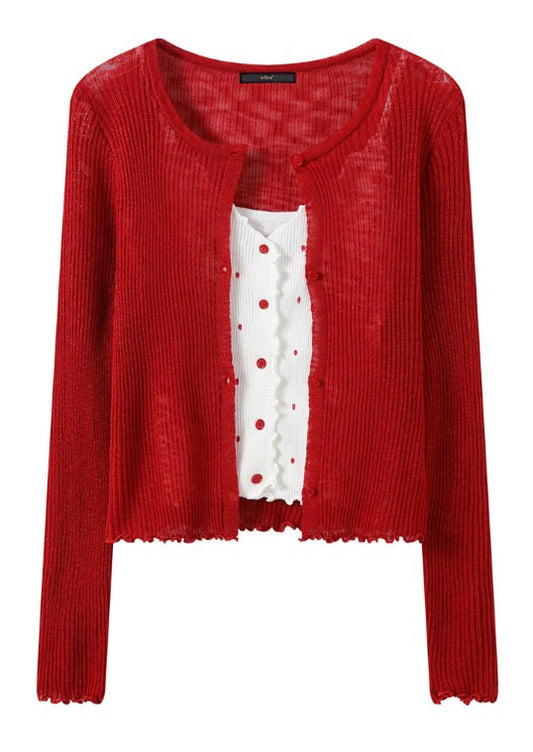 Sheer Ribbed Cardigan & Cami Set