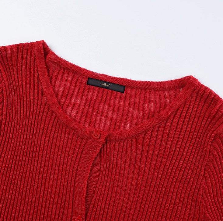 Share Sheer Knit Cardigan & Camisole Tank Top Set Separates 2-Piece Ribbed Cover Up S su-541600 (0)