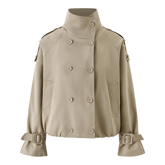 Double-Breasted Cropped Trench Jacket