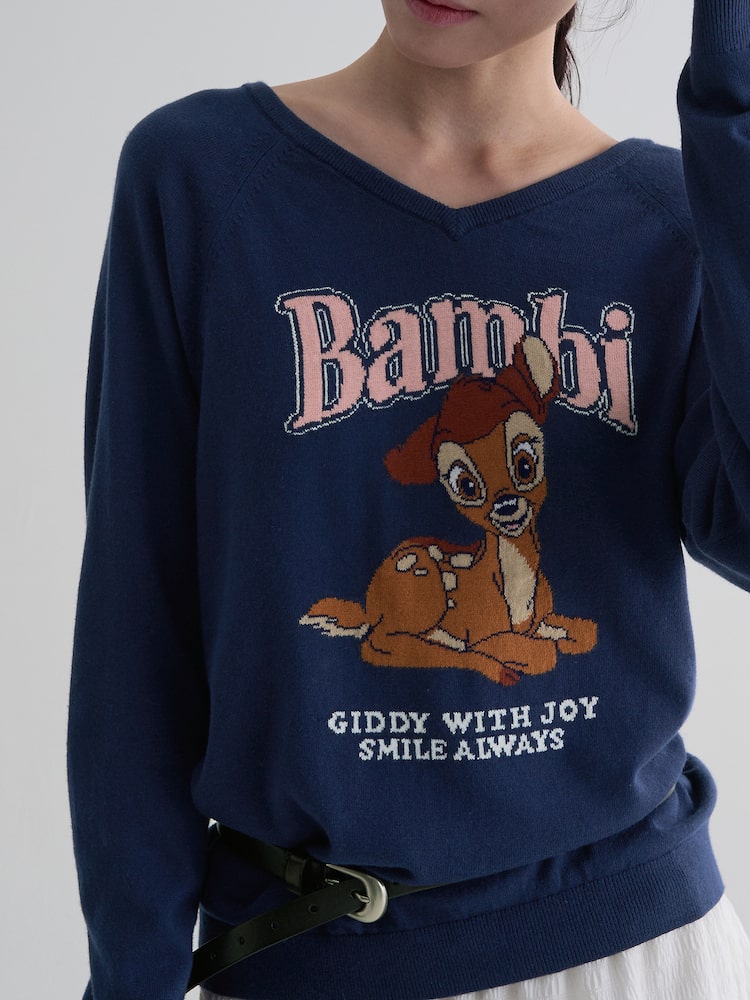 Disney Bambi V-Neck Graphic Knit Sweater – product view 1