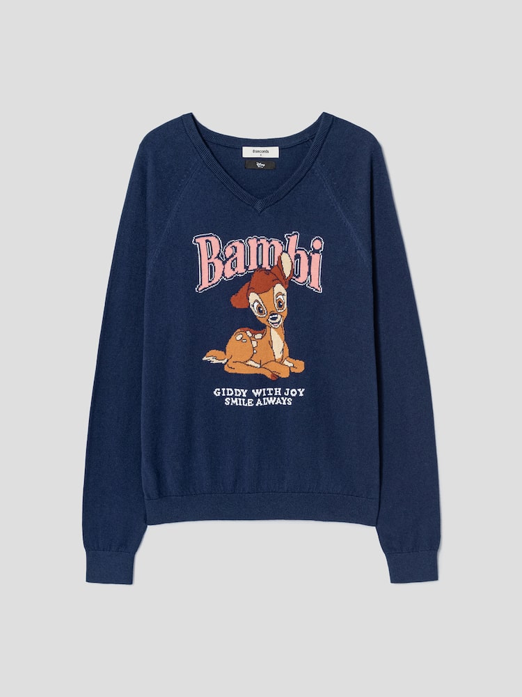 Disney Bambi V-Neck Graphic Knit Sweater – product view 7