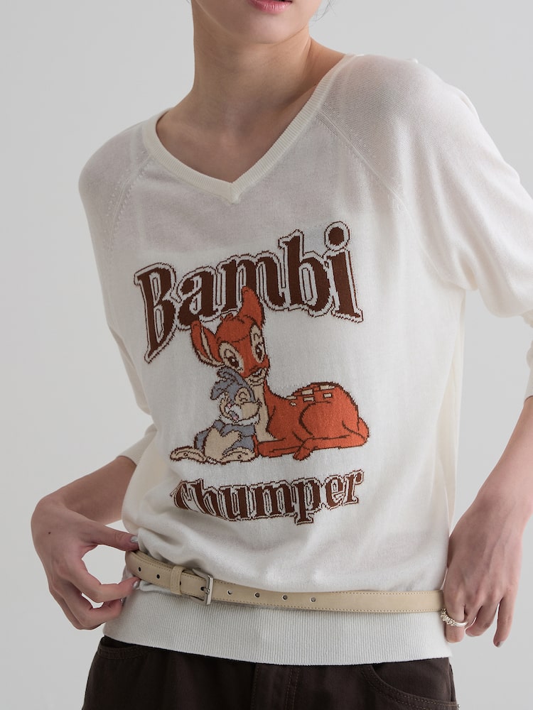 Disney Bambi V-Neck Graphic Knit Sweater – product view 11