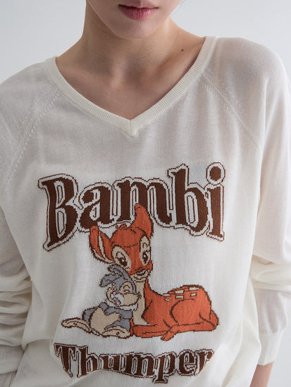 Disney Bambi V-Neck Graphic Knit Sweater – product view 13
