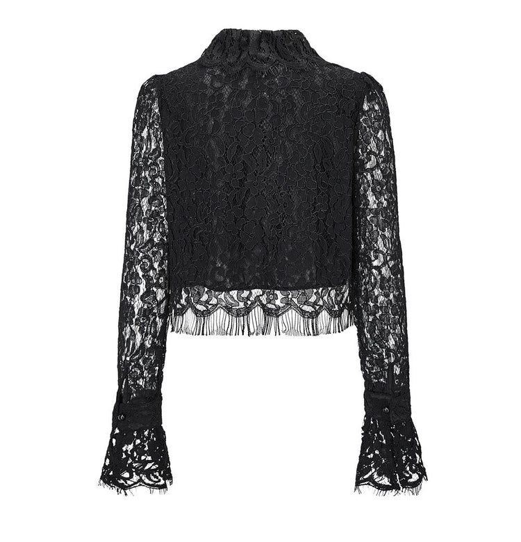 Flared-Sleeve Lace Blouse