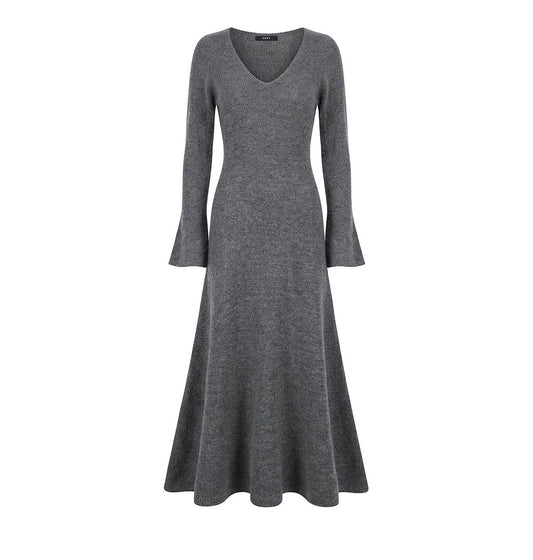 V-Neck Fit-and-Flare Maxi Knit Dress
