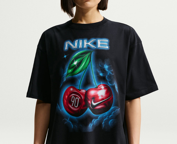 Cherry Graphic Oversized Nike T-Shirt – Black