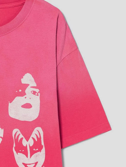 KISS x Universal Music Garment-Dyed T-Shirt — Red — image 4